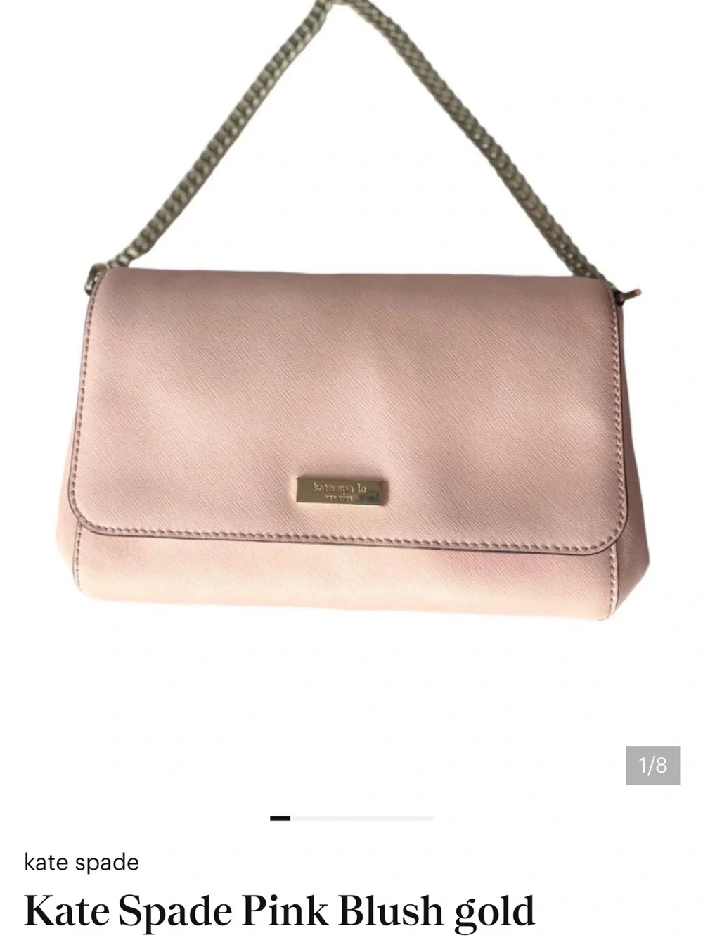 Kate Spade Blush Pink Chain Shoulder Bag Gold Hardware Balletcore Soft Luxury